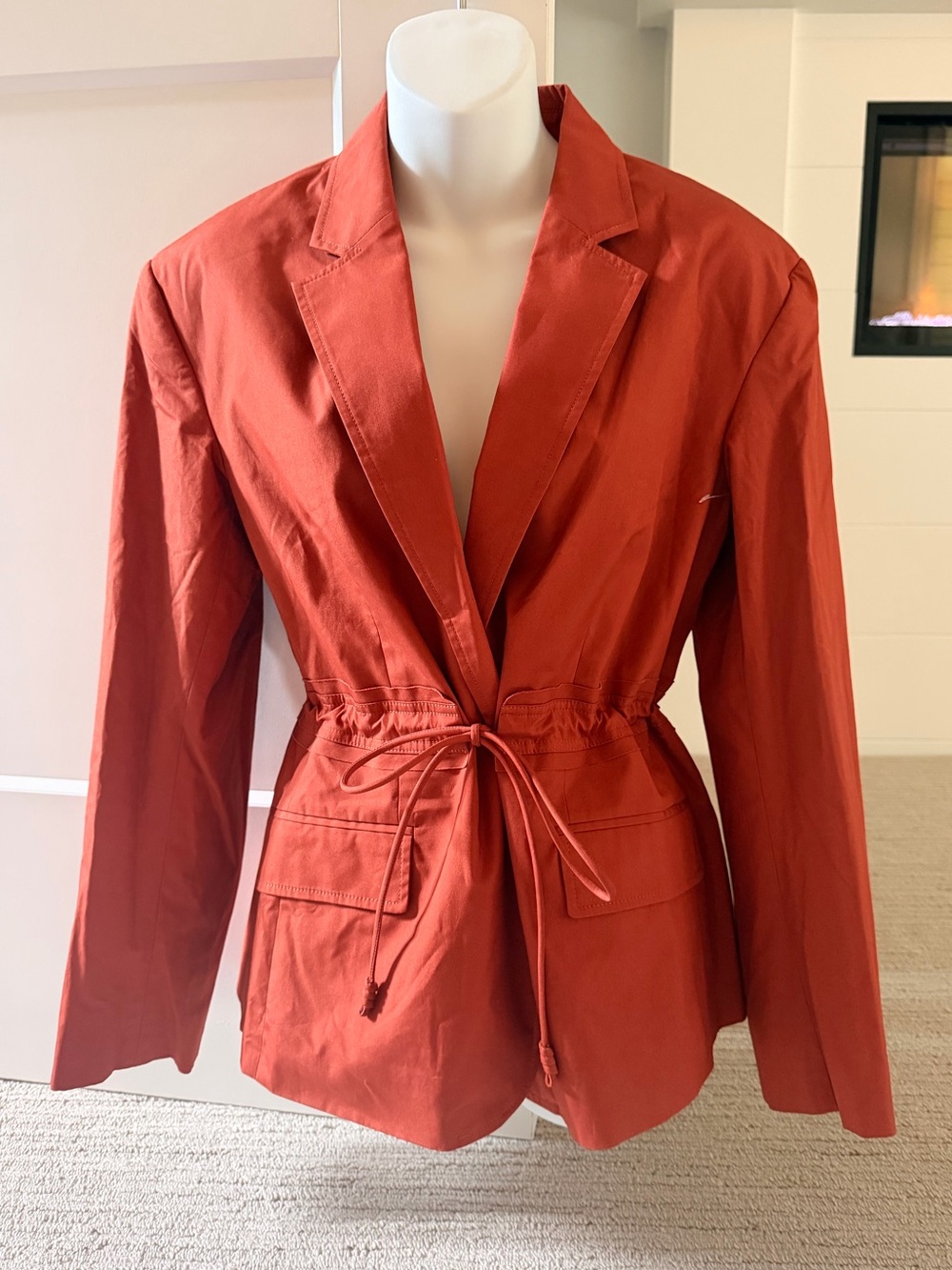ULLA JOHNSON Beautiful Terracotta Belted Tie Fall Blazer Jacket S NWT $700!!